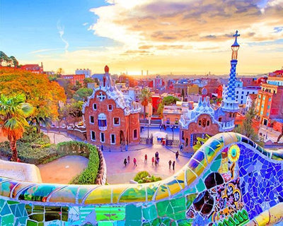 paint by numbers kit Park Güell Barcelonas - Custom paint by number