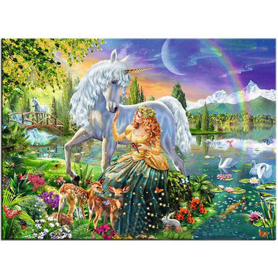 paint by numbers kit Rainbow Princess Unicorn - Custom paint by number