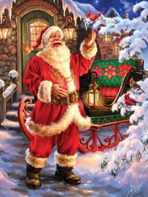 Santa Pre Drawn Canvas Kids Painting Kit Santa Clause & 