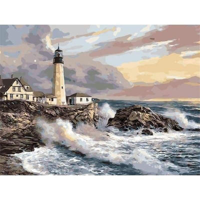 Vintage Style Paint by Numbers Kit for Adults Beginner, Lighthouse