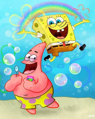 paint by numbers kit SpongeBob & Patrick Having Fun - Custom paint by number