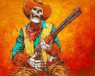 paint by numbers kit Western Skull Cowboy - Custom paint by number