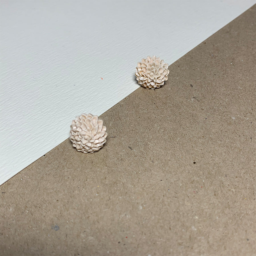 Nude Chrysanthemum Handmade Stud Earrings