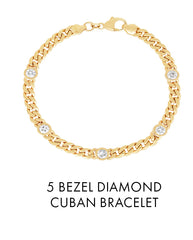 5 Bezel Diamond Cuban Bracelet