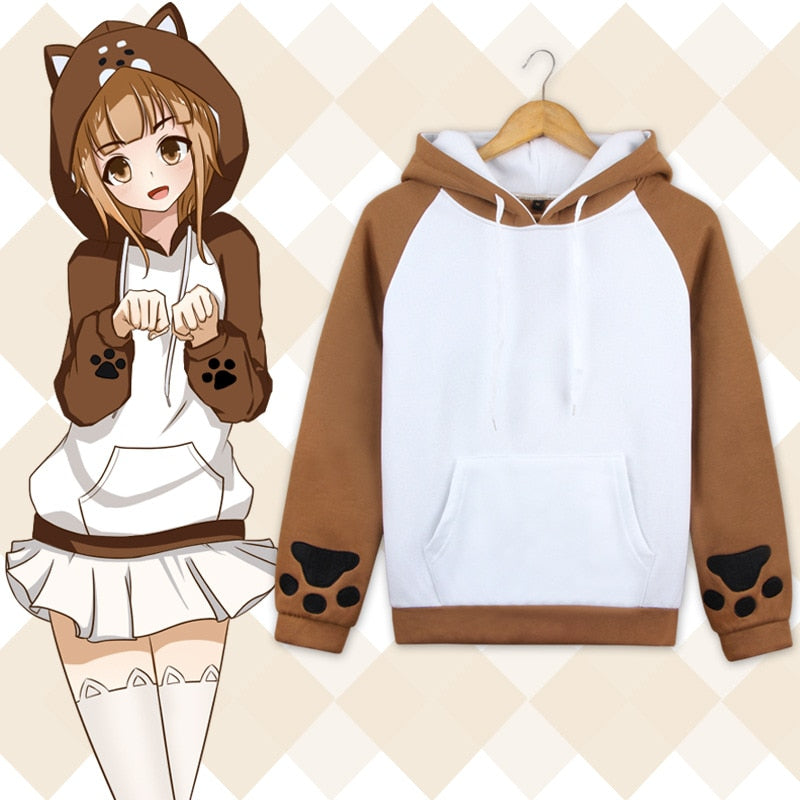 shiba inu hooded plush sweatshirt