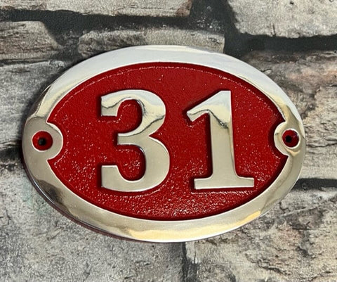 house number sign in red