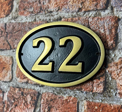 house number signs gold finish