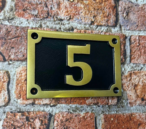 house number sign aluminium painted gold