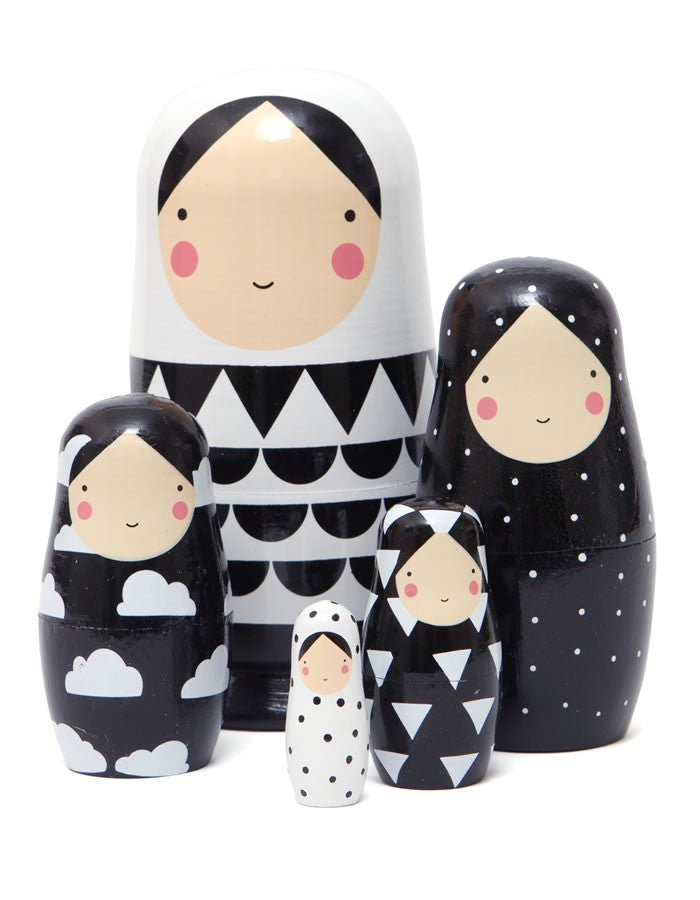 black and white russian dolls