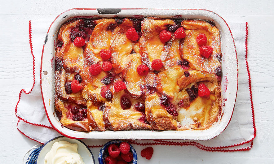 Baked French Toast with Pears and Raspberries