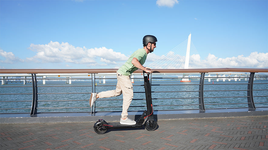 riding an electric scooter for adults