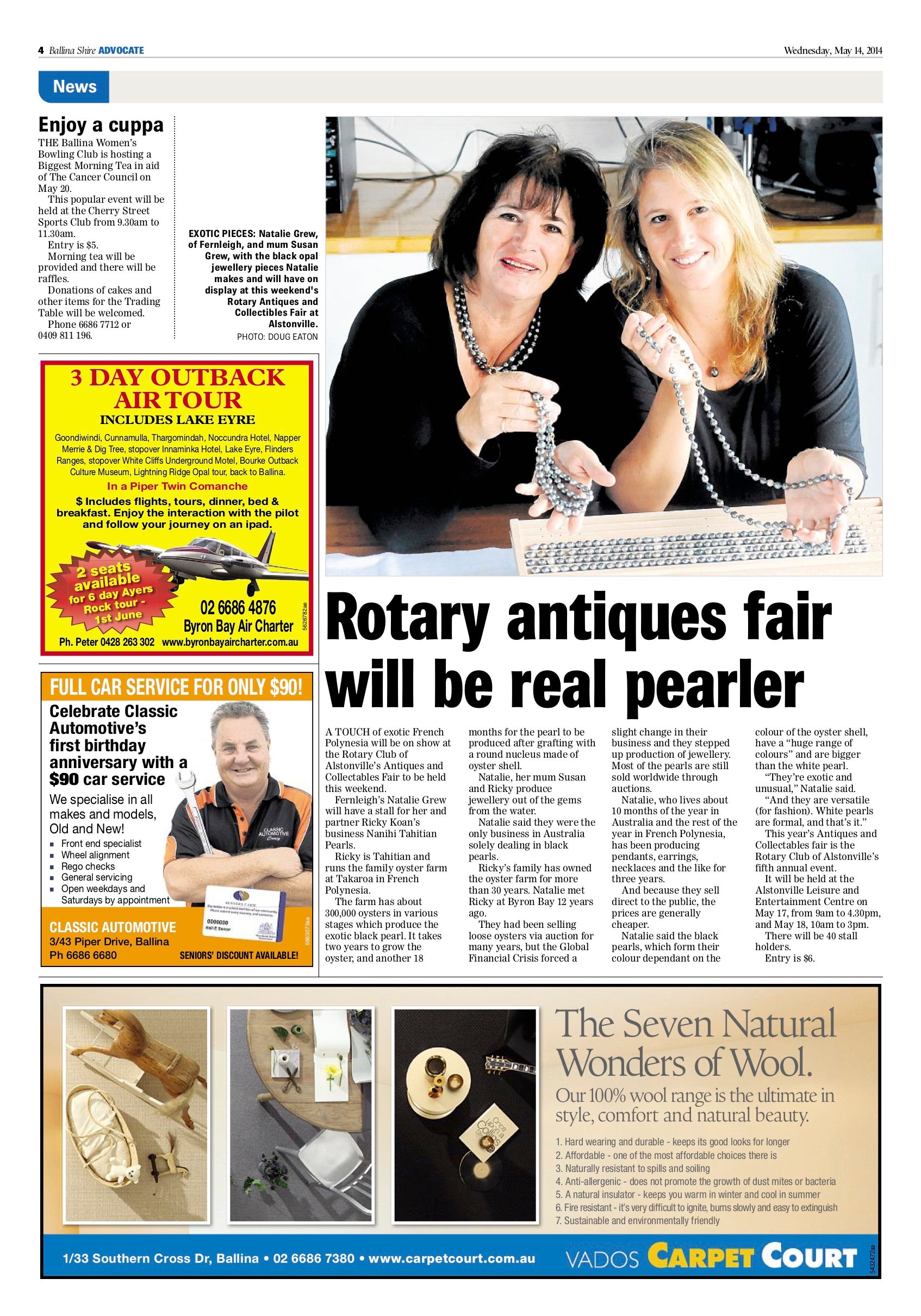 Nanihi Tahitian Pearls Ballina Advocate Newspaper Alstonville Gem Fest Rotary Club