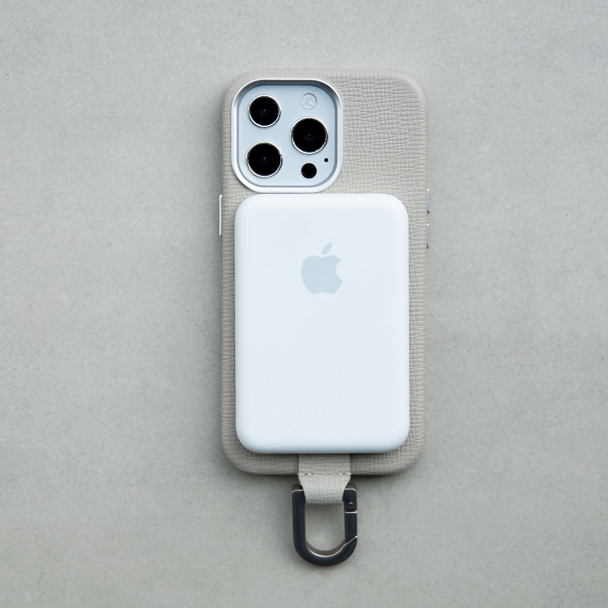 iPhone case with Adjustable Strap Accessory - White Beige