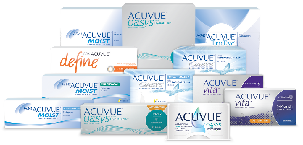 A variety of different contact lens types by Acuvue