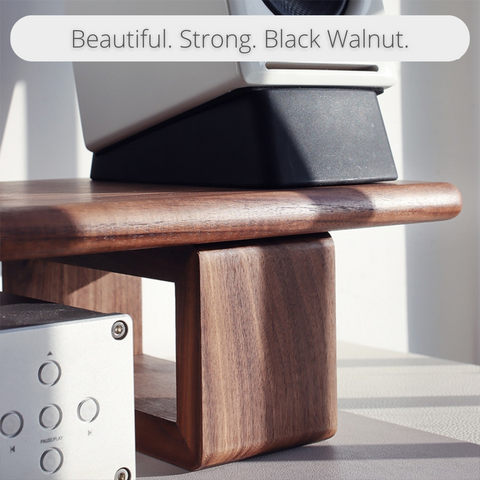 Solid black walnut wood monitor stands for home office