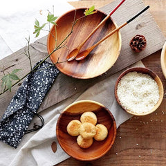 Hand Crafted Solid Acacia Wood Salad Bowls 