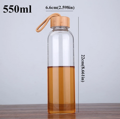 Reusable Glass Water Bottle With Bamboo Lid