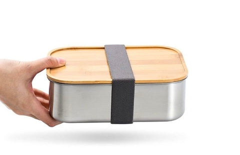 reusable stainless steel and bamboo lunchbox