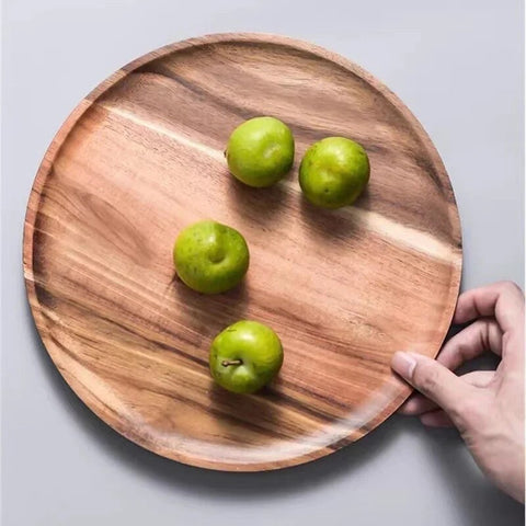 Large acacia wooden tray for fruit and serving