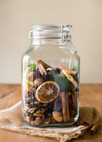 home made diy potpourri in glass gift jar