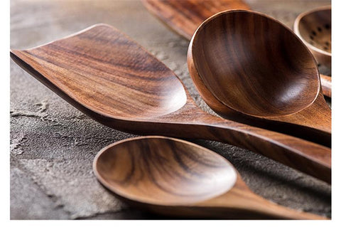 Wooden Acacia Kitchen Utensil - Set of 7 – Green Walnut lifestyle