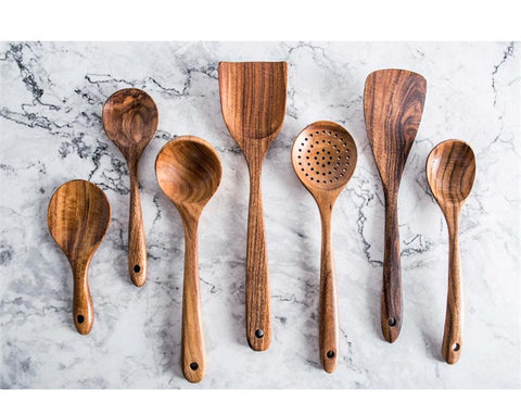 Wooden Acacia Kitchen Utensil - Set of 7 – Green Walnut lifestyle