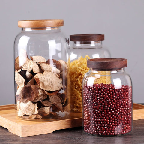 Glass Storage Container with Acacia Lid Large | BeHome