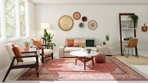 Nice rug in a boho room