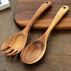 Acacia Wood Salad Spoon and Fork Serving Set 