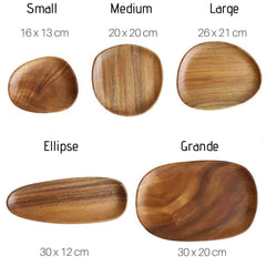 Natural Acacia wood platters size guide