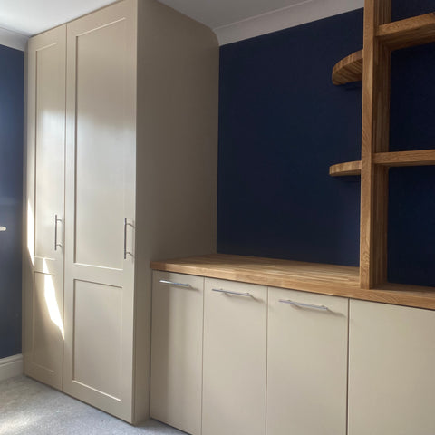 MDF wardrobes in Benjamin Moore Shaker Beige