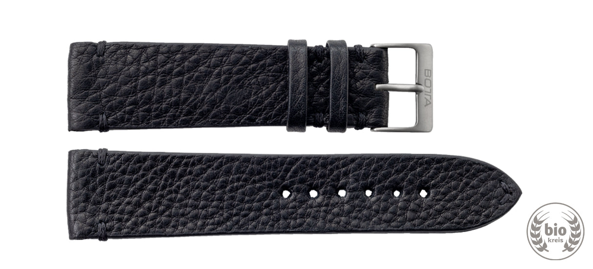 Organic Leather Strap - Black / 22 mm