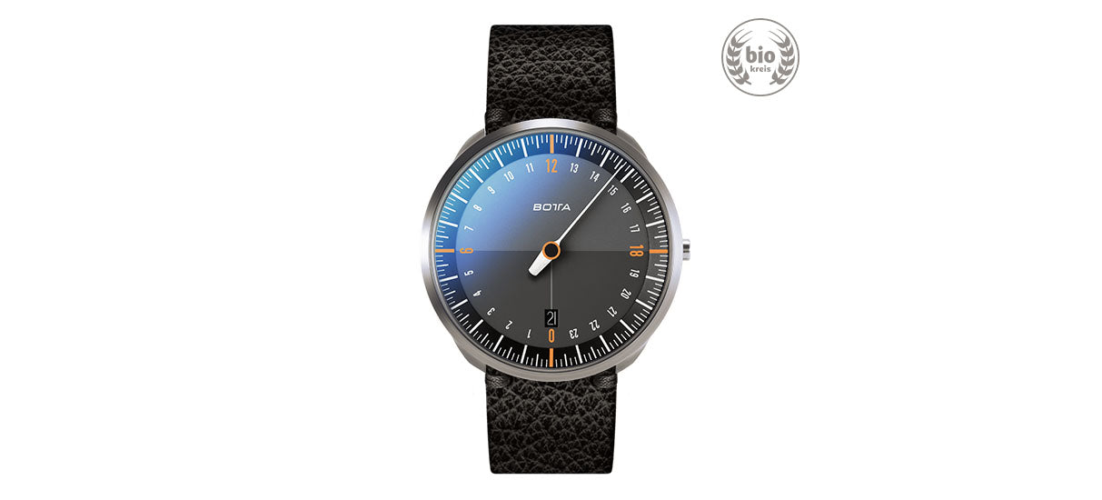 UNO 24 Quarz 40mm - Weiß/Orange / Lederband