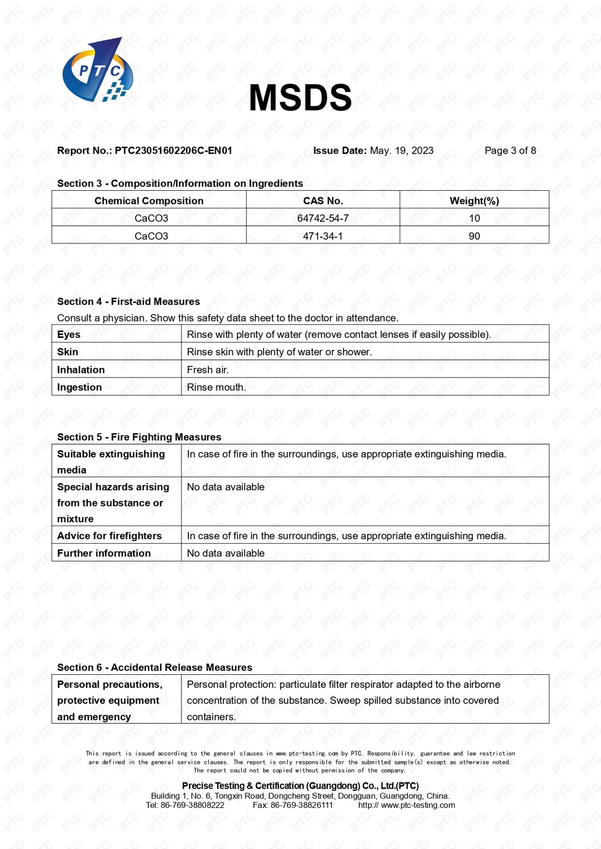 TDF'S MSDS