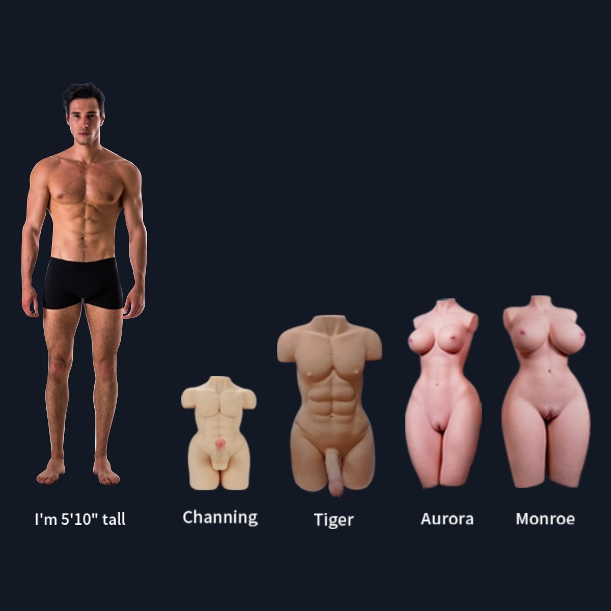 Channing Male Torso Sex Doll Naked Comparison