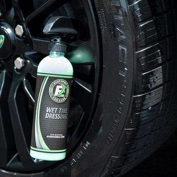 ExoForma Tire Shine - Solvent Based Durable Tire Dressing, Easy to Apply & Lasts Weeks on Tires, Leaves Behind A Matte & Satin Deep Black Look