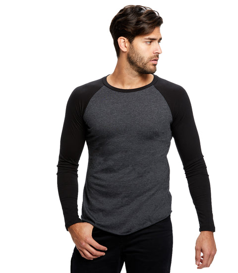 YALA Men's Travis Hooded Long Sleeve Raglan Bamboo Tee Shirt