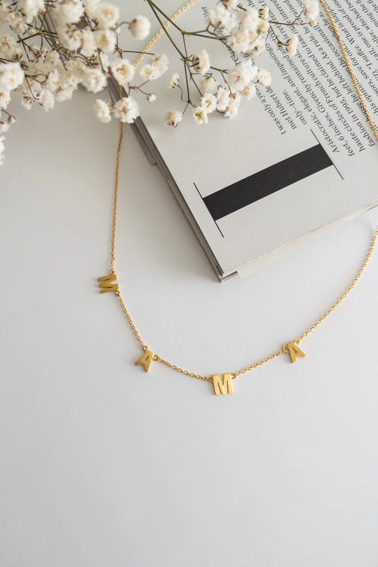 Dainty Spaced Letter Name Station Necklace