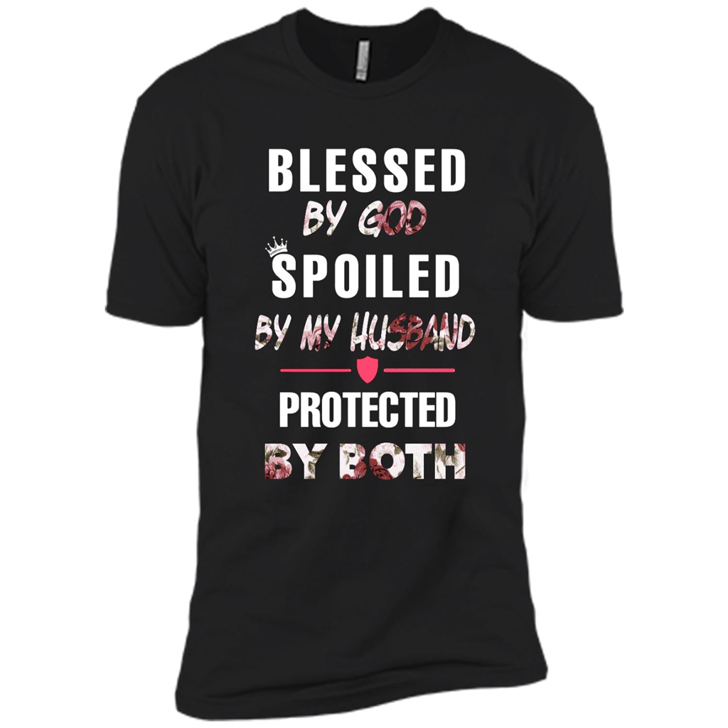 Family Blessed By God Spoiled By My Husband Protected By Both - Canvas Unisex Usa Shirt