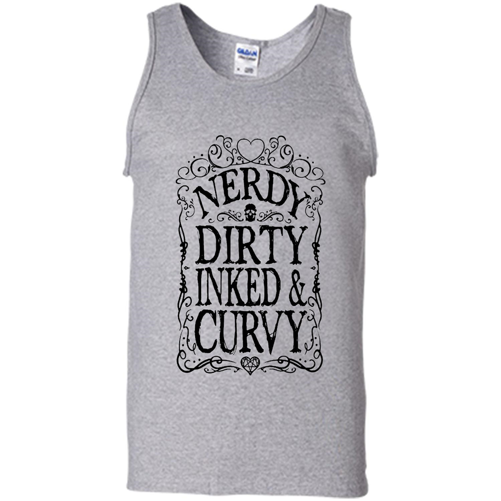 Nerdy Dirty Inked Curvy - Canvas Unisex Tank Shirts