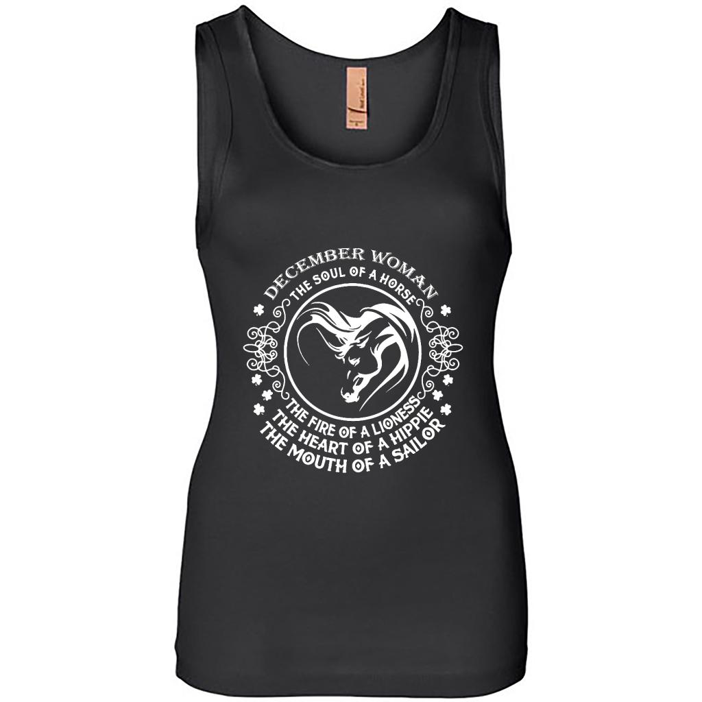 December Woman The Soul Of A Horse The Fire Of A Lioness, Horse Lover Design - Tank Shirts