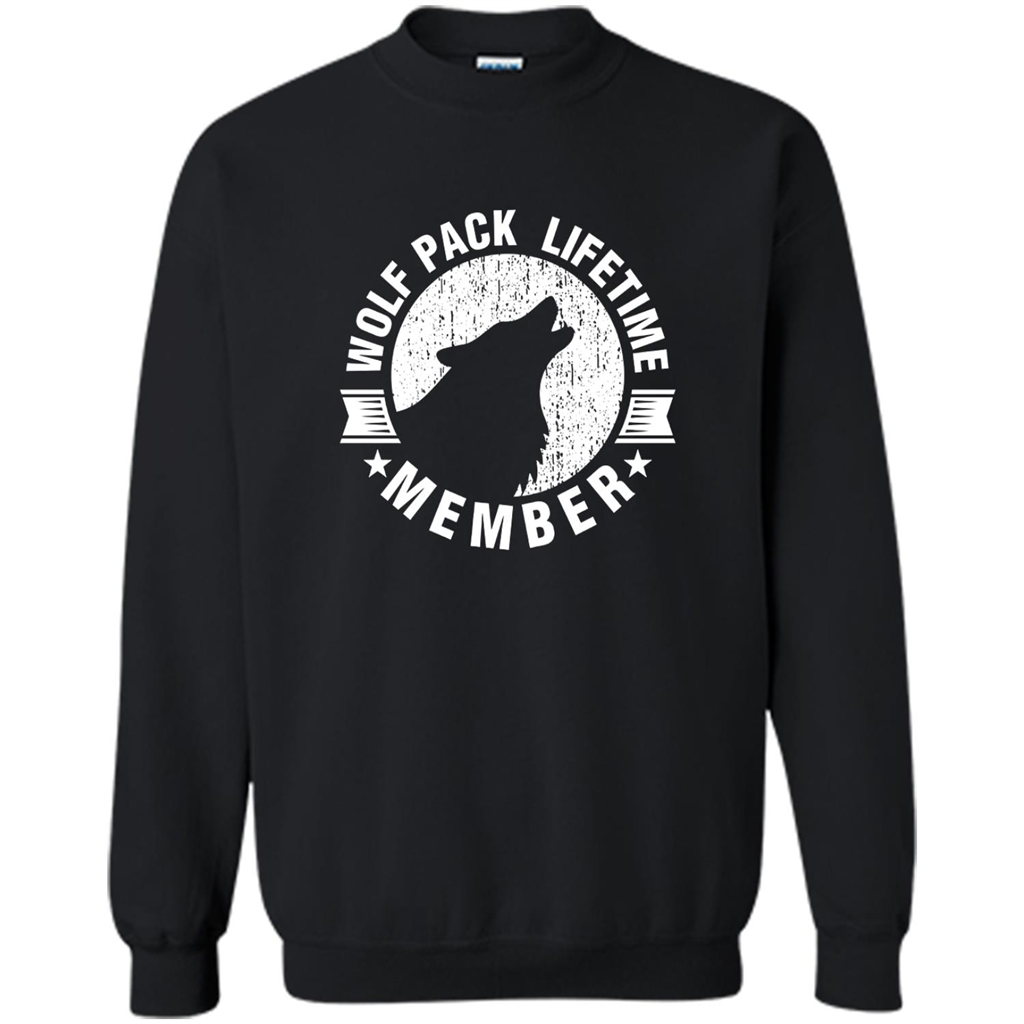 Lifetime Wolf Pack Member Distressed Howling - Crewneck Shirts