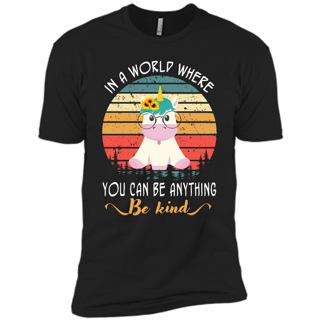 Unicorn In A World Where You Can Be Anything Be Kind, Sunflower - Canvas Unisex Usa Shirt
