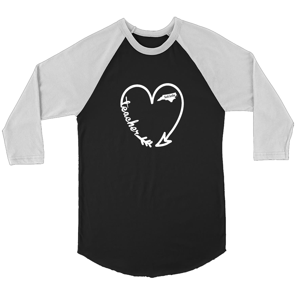 North Carolina State, Tea Arrow Heart Home - Canvas 3/4 Raglan Shirt