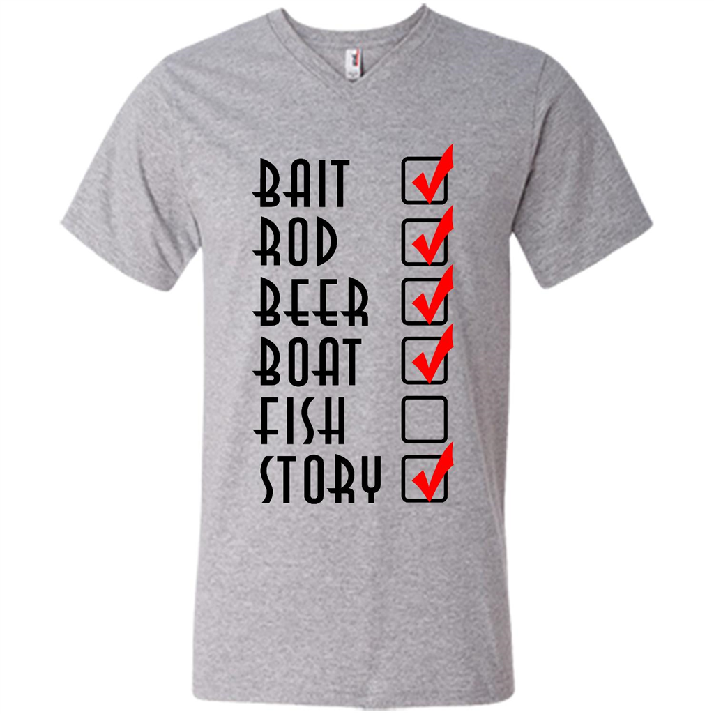 Funny Fishing Checklist Rod - Bait - Beer - Fish - Story - Canvas Unisex Shirt