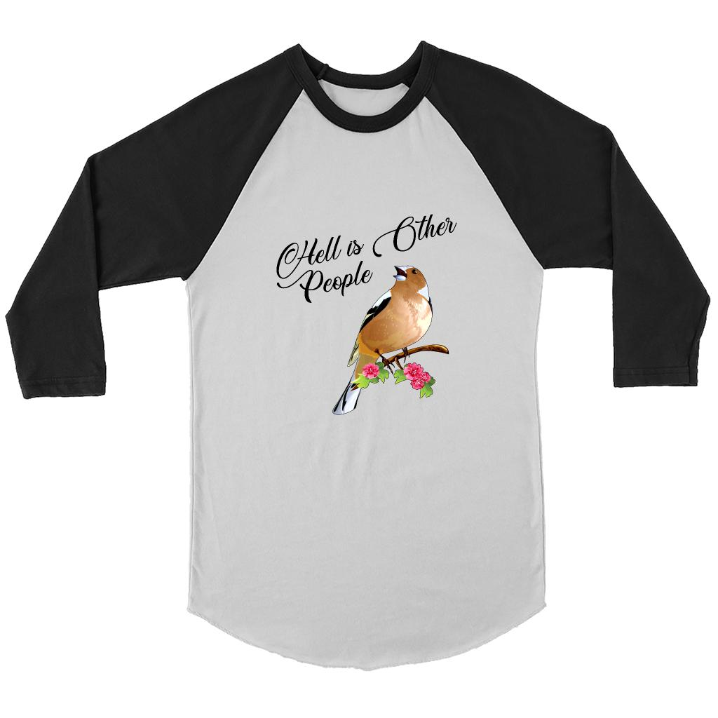 Hell Is Other People, Bird Floral Design - Canvas 3/4 Raglan Shirt