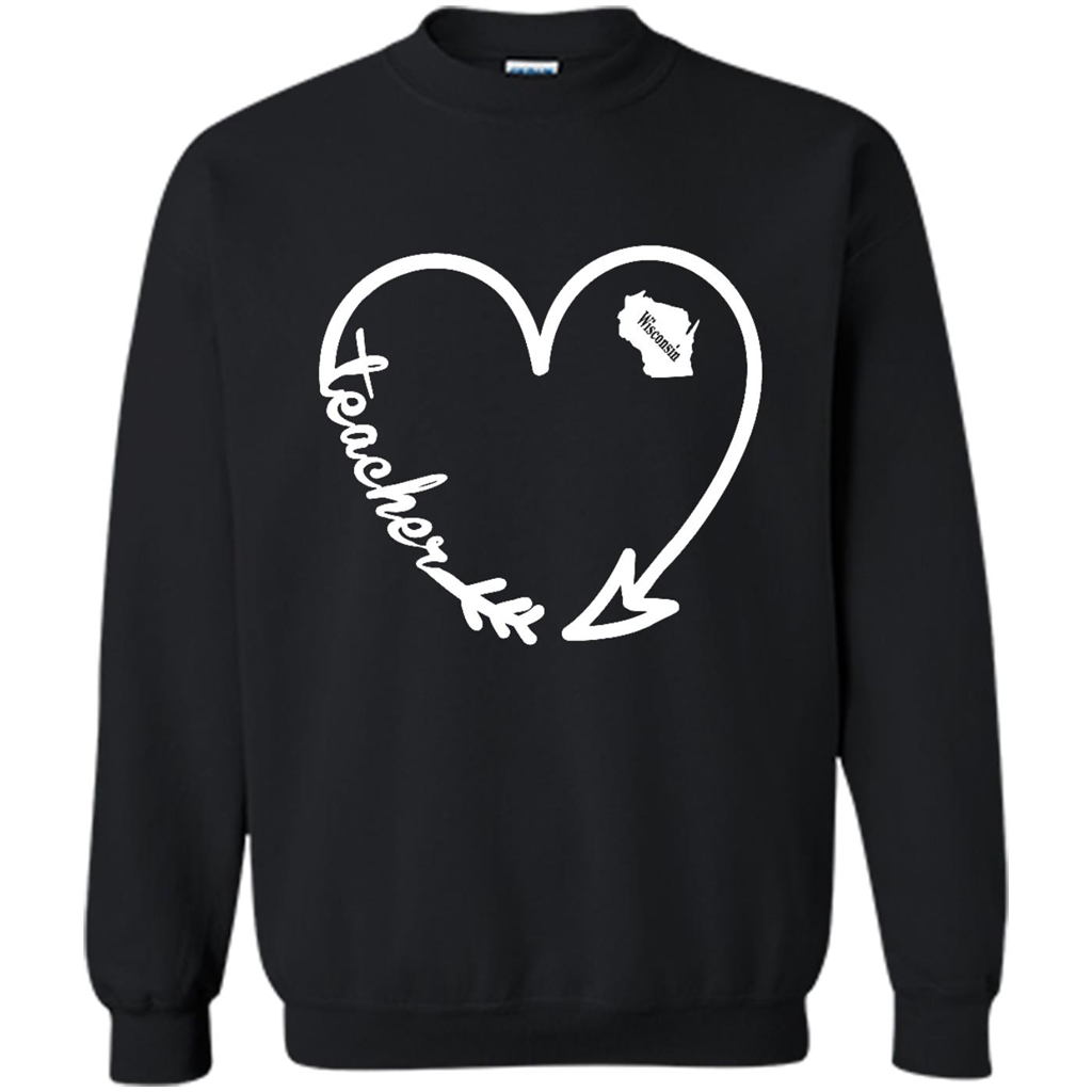 Wisconsin State, Tea Arrow Heart Home - Crewneck Shirts