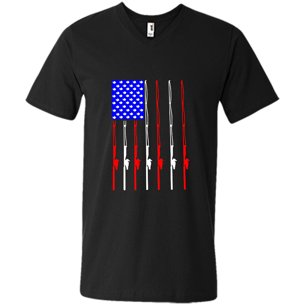 Patriotic Fishing, American Usa Flag Fishing Pole - Canvas Unisex Shirt