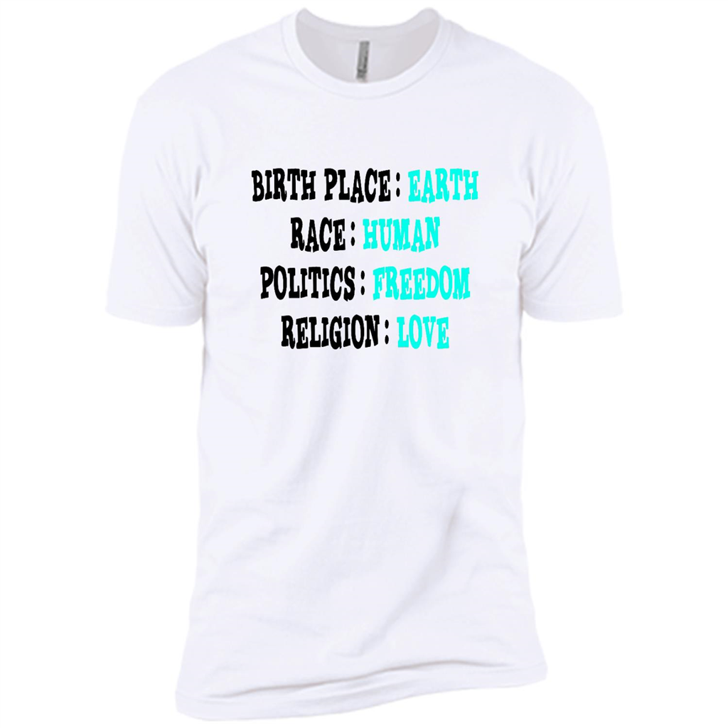 Birth Place Earth Race Human Politics Freedom - Canvas Unisex Usa Shirt