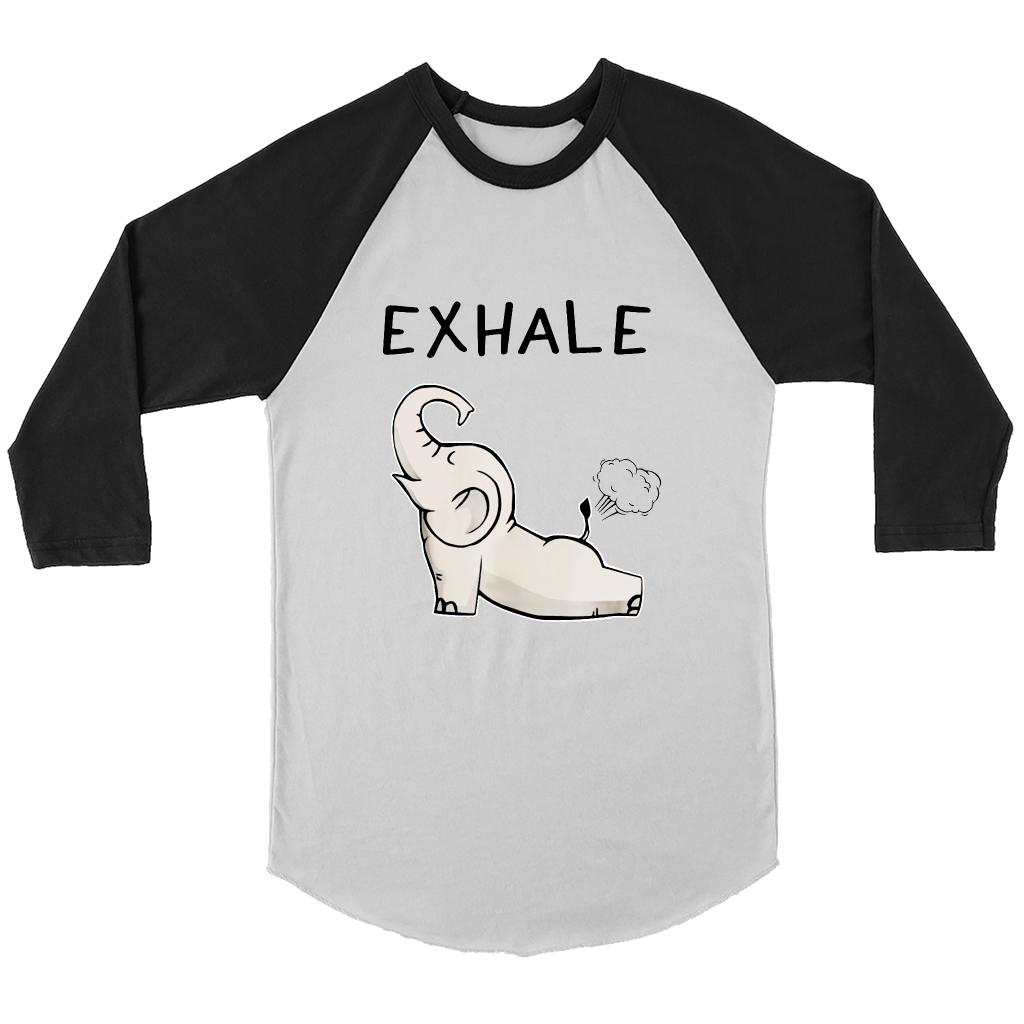 Yoga Elephant Exhale - Canvas 3/4 Raglan Shirt